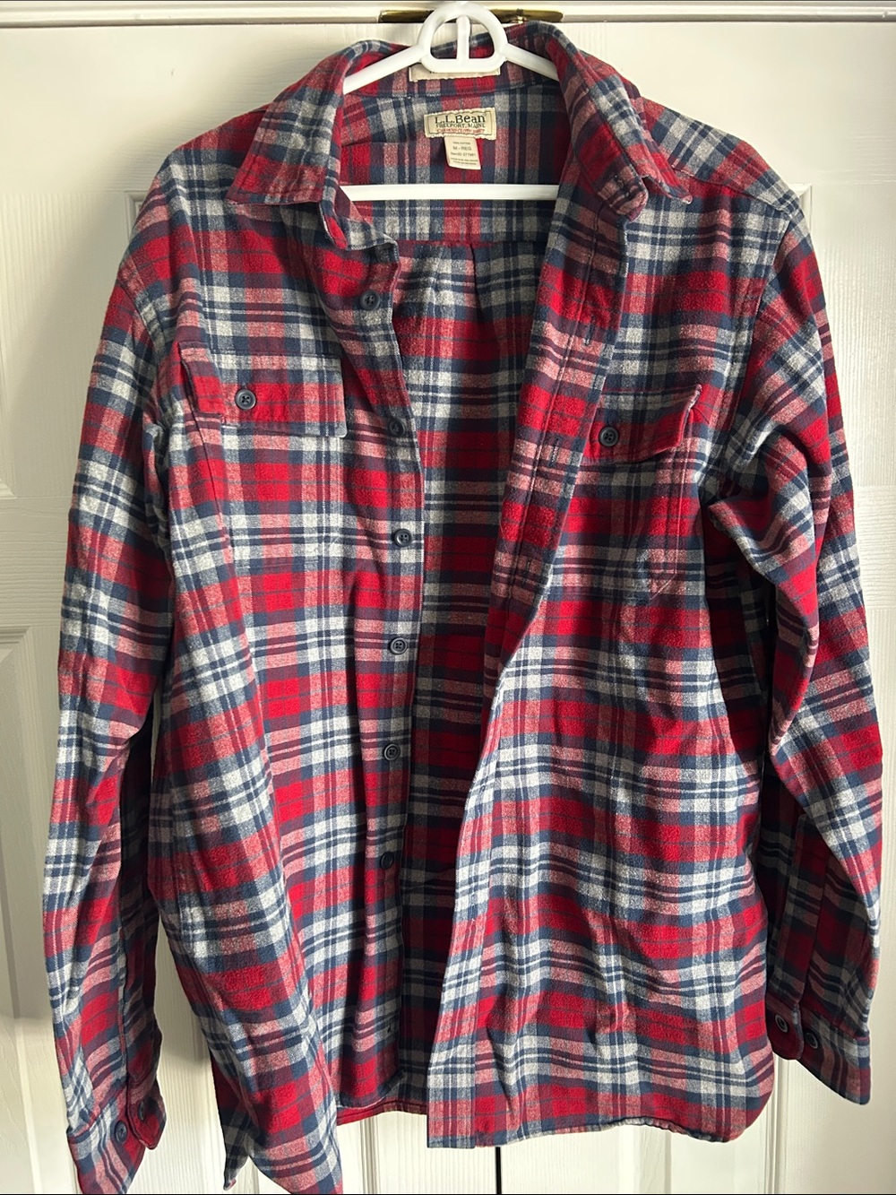 L.L. Bean Men’s Red and Blue Plaid Button-Down Shirt